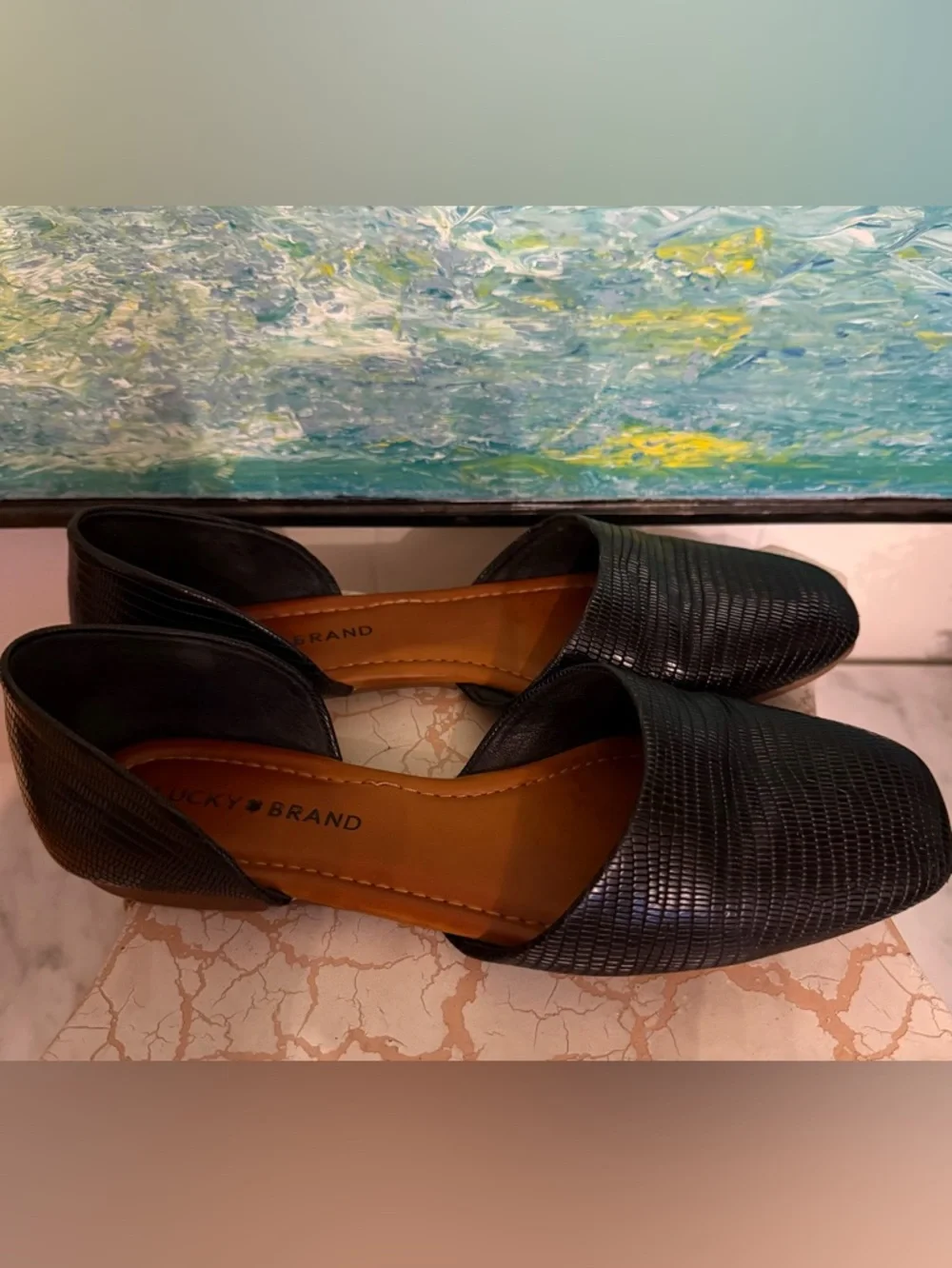 Lucky Brand Women's Black Textured D'Orsay Flats